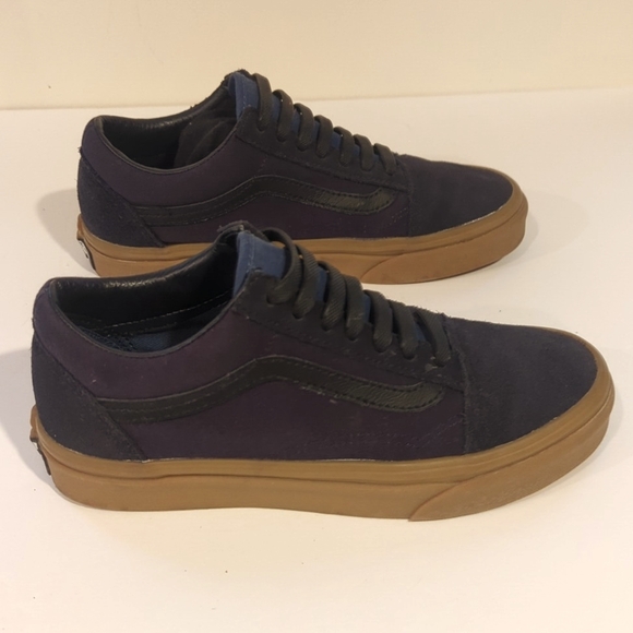 Vans Navy Suede Elastic Lace Gum Sole Sneakers Size 6.5 - Picture 3 of 11